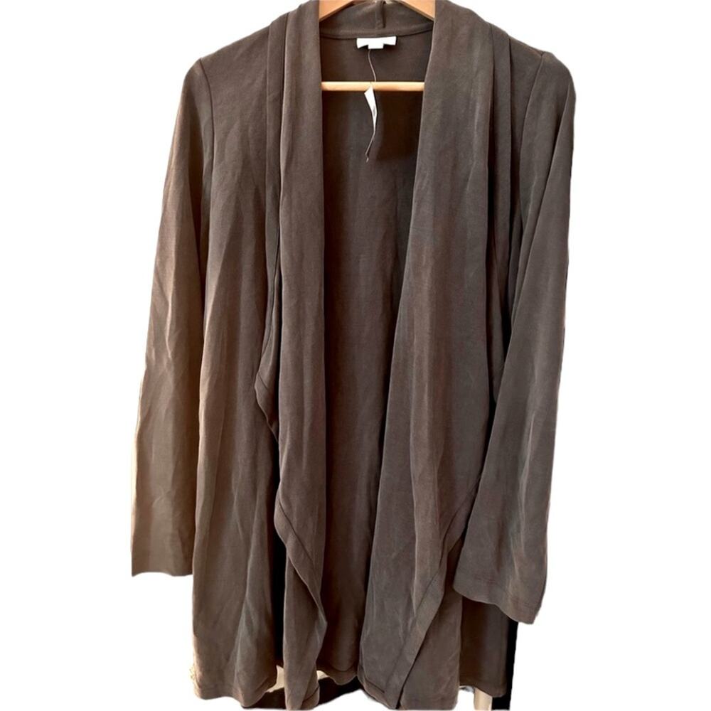 J. Jill PureJill Women's Sand-Washed Draped-Front Jacket Minimalist, Gray, XS